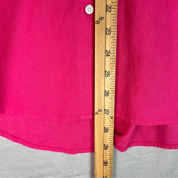 Linen Blend Button Down Tunic Shirt Women Large Pink Relaxed Loft New With Tags - Picture 7 of 8